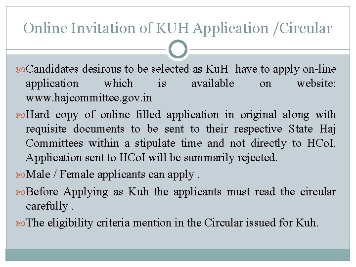 Online Invitation of KUH Application /Circular Candidates desirous to be selected as Ku. H