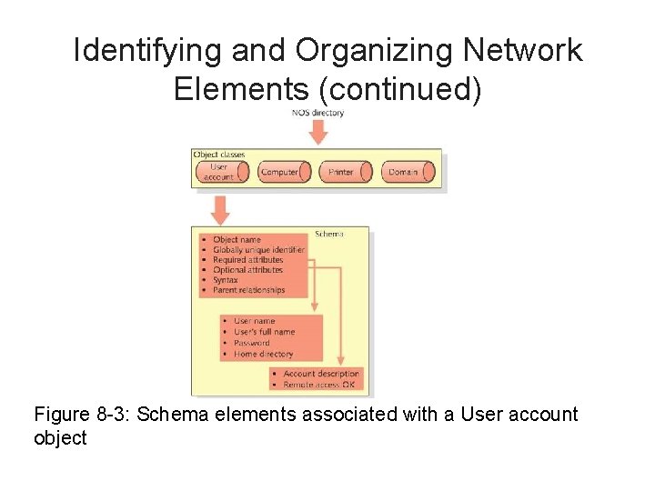 Identifying and Organizing Network Elements (continued) Figure 8 -3: Schema elements associated with a