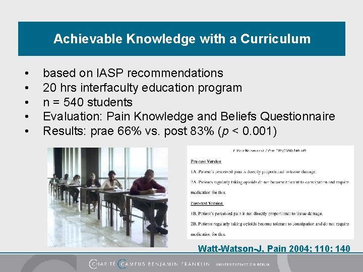 Achievable Knowledge with a Curriculum • • • based on IASP recommendations 20 hrs