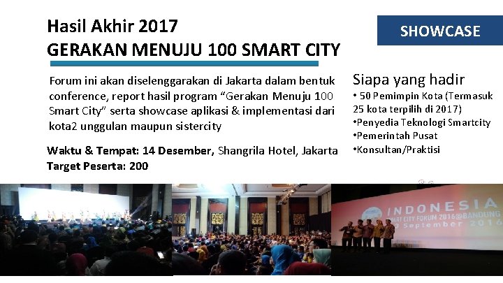 Hasil Akhir 2017 GERAKAN MENUJU 100 SMART CITY Forum ini akan diselenggarakan di Jakarta