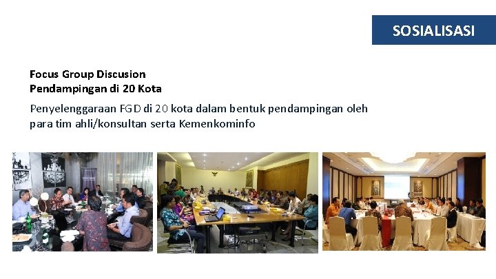 SOSIALISASI Focus Group Discusion Pendampingan di 20 Kota Penyelenggaraan FGD di 20 kota dalam