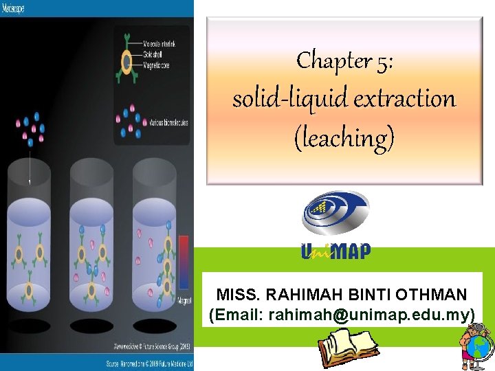 Chapter 5: solid-liquid extraction (leaching) MISS. RAHIMAH BINTI OTHMAN (Email: rahimah@unimap. edu. my) 