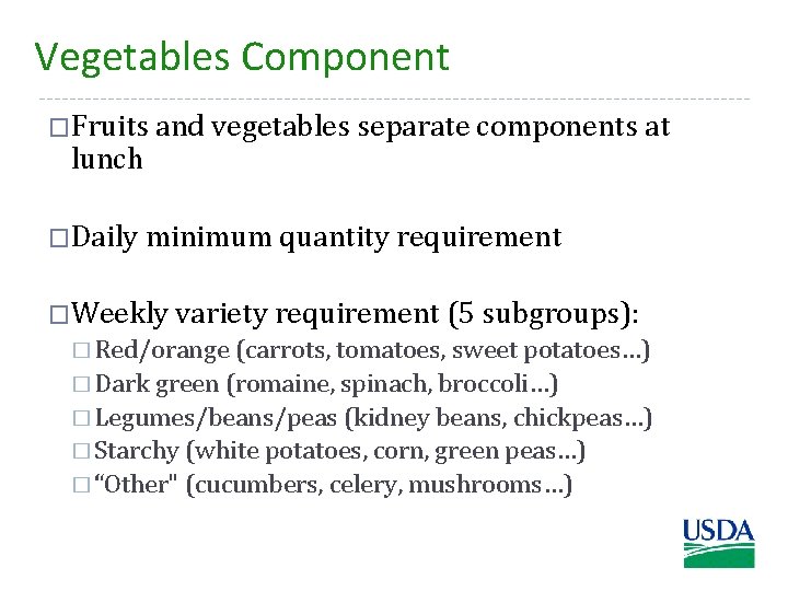 School Meal Pattern Requirements Usda Foods U S
