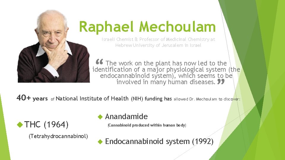 Raphael Mechoulam Israeli Chemist & Professor of Medicinal Chemistry at Hebrew University of Jerusalem