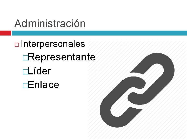 Administración Interpersonales �Representante �Líder �Enlace 