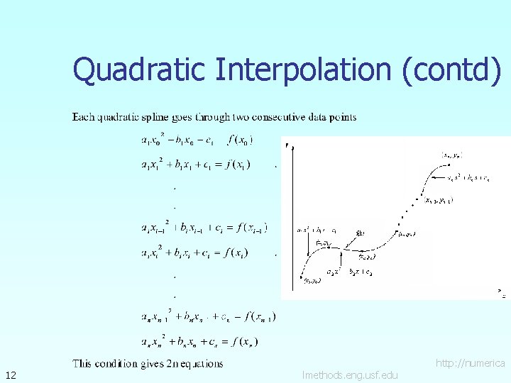 Quadratic Interpolation (contd) 12 lmethods. eng. usf. edu http: //numerica 