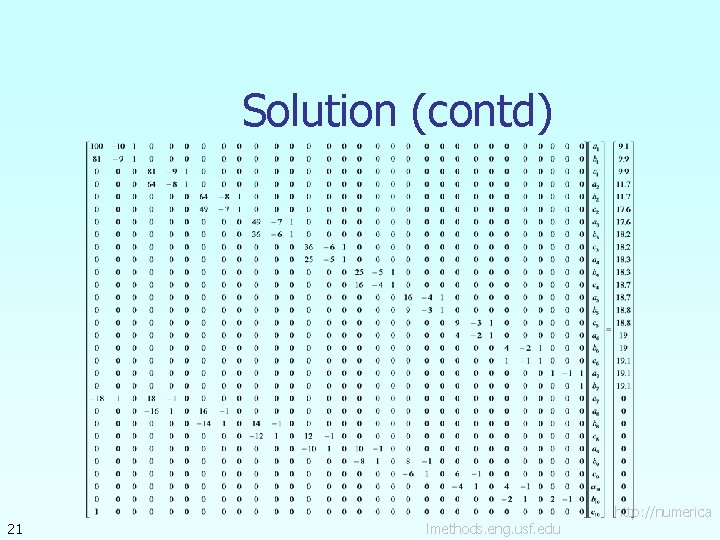 Solution (contd) 21 lmethods. eng. usf. edu http: //numerica 