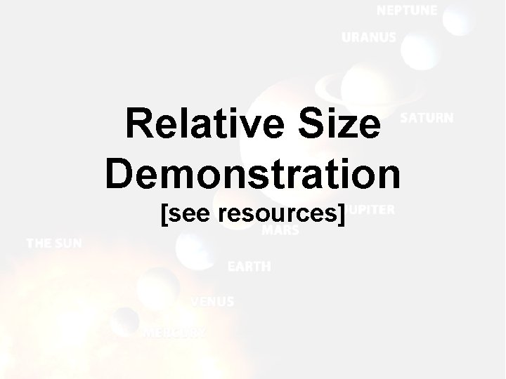 Relative Size Demonstration [see resources] 
