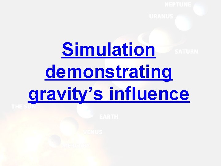 Simulation demonstrating gravity’s influence 