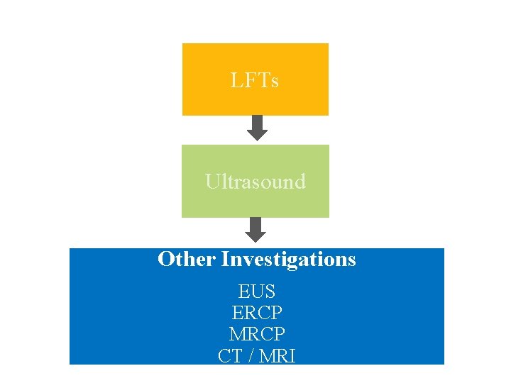 LFTs Ultrasound Other Investigations EUS ERCP MRCP CT / MRI 