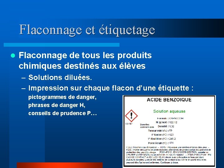 Flaconnage et étiquetage l Flaconnage de tous les produits chimiques destinés aux élèves – Flaconnage et étiquetage l Flaconnage de tous les produits chimiques destinés aux élèves –