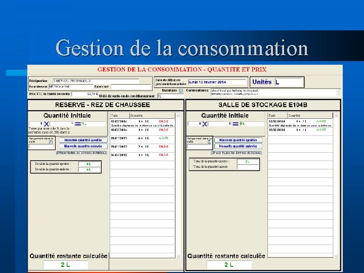 Gestion de la consommation Gestion de la consommation