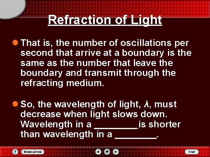 Refraction of Light That is, the number of oscillations per second that arrive at