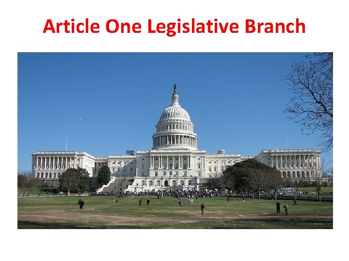 Article One Legislative Branch 