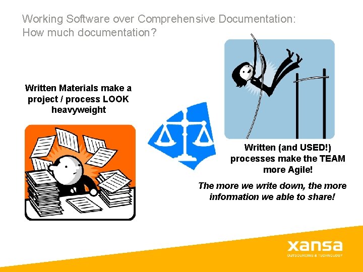 Working Software over Comprehensive Documentation: How much documentation? Written Materials make a project / Working Software over Comprehensive Documentation: How much documentation? Written Materials make a project /