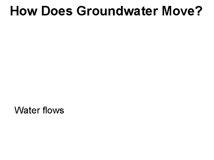 How Does Groundwater Move? Water flows 