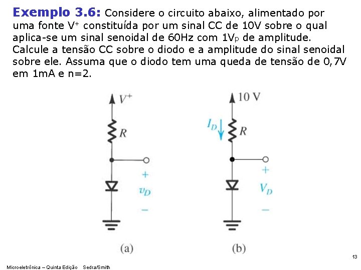 Exemplo 3. 6: Considere o circuito abaixo, alimentado por uma fonte V+ constituída por