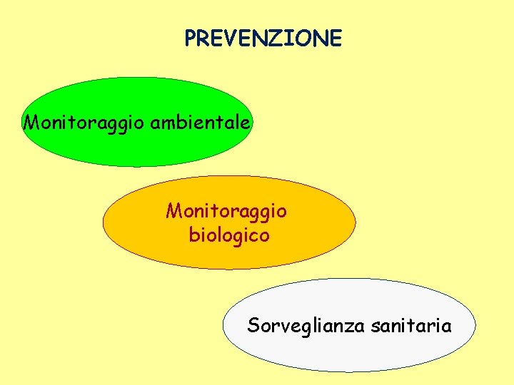 PREVENZIONE Monitoraggio ambientale Monitoraggio biologico Sorveglianza sanitaria 