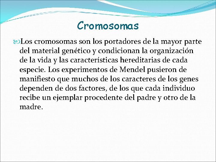 Cromosomas Los cromosomas son los portadores de la mayor parte del material genético y