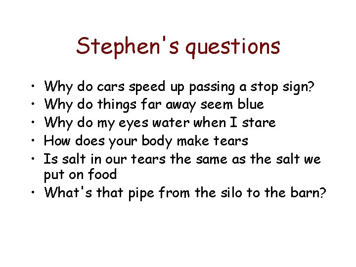 Stephen's questions • • • Why do cars speed up passing a stop sign?