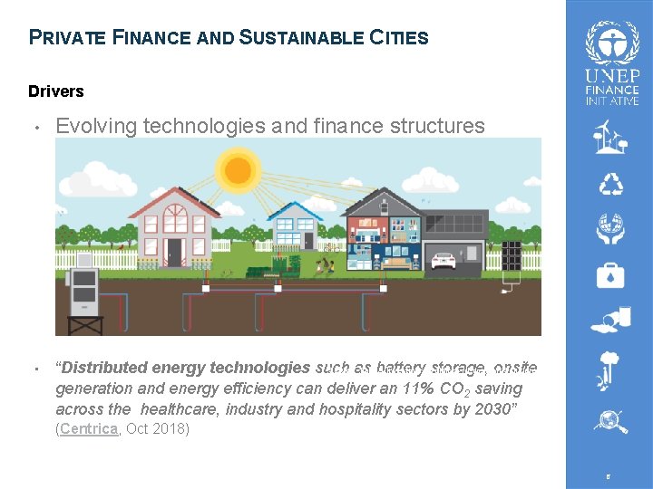 PRIVATE FINANCE AND SUSTAINABLE CITIES Drivers • Evolving technologies and finance structures • “Distributed