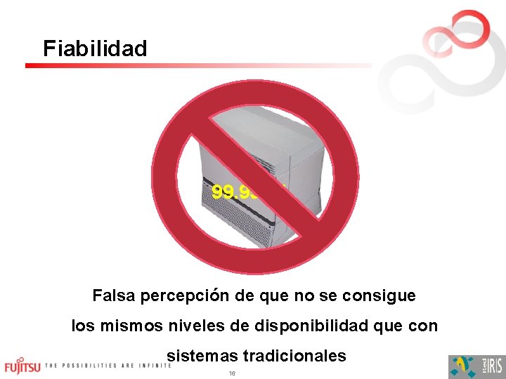 Fiabilidad 99. 999% Falsa percepción de que no se consigue los mismos niveles de