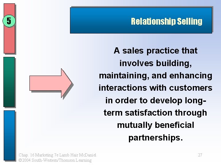 5 Relationship Selling A sales practice that involves building, maintaining, and enhancing interactions with 5 Relationship Selling A sales practice that involves building, maintaining, and enhancing interactions with