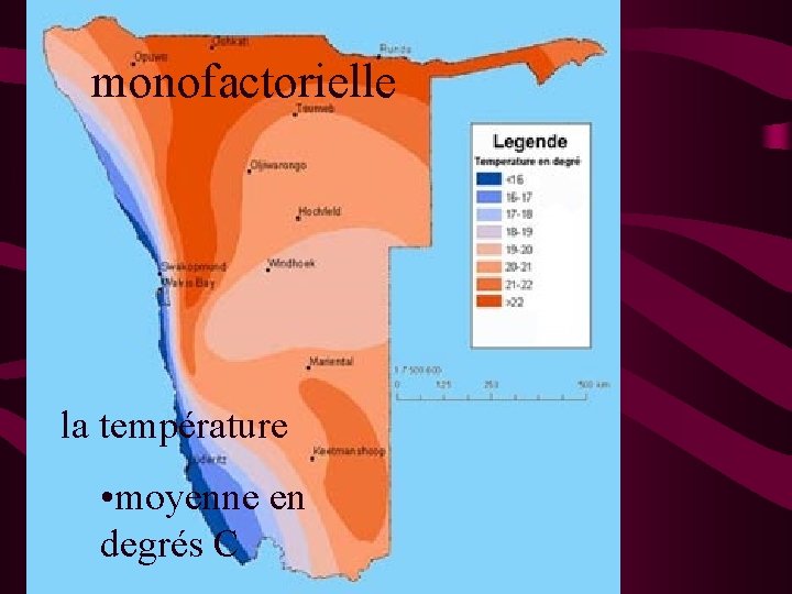  monofactorielle la température • moyenne en degrés C 