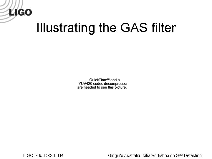 Illustrating the GAS filter LIGO-G 050 XXX-00 -R Gingin’s Australia-Italia workshop on GW Detection