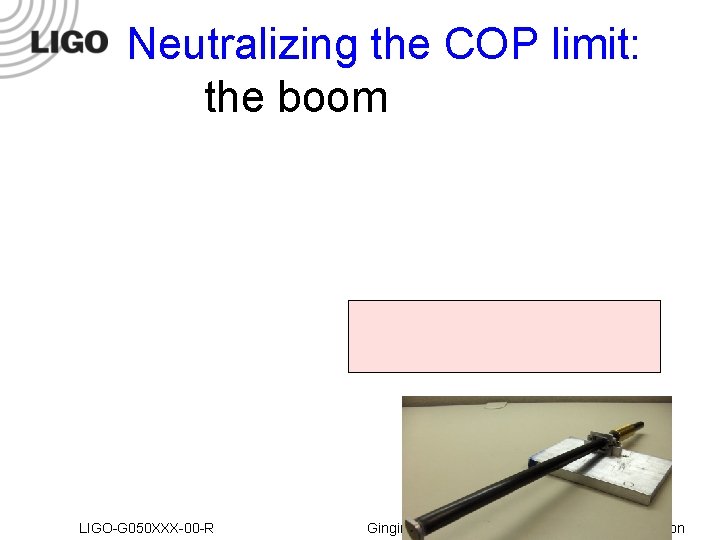 Neutralizing the COP limit: the boom LIGO-G 050 XXX-00 -R Gingin’s Australia-Italia workshop on