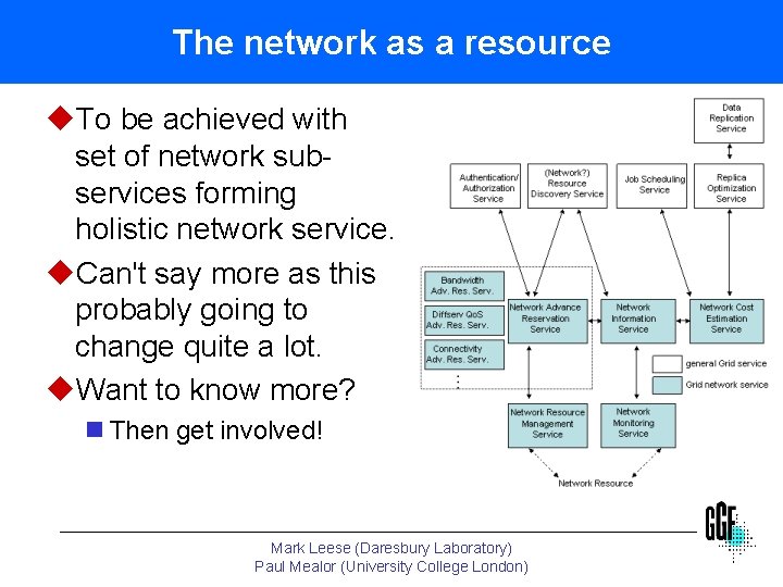 The network as a resource u. To be achieved with set of network subservices