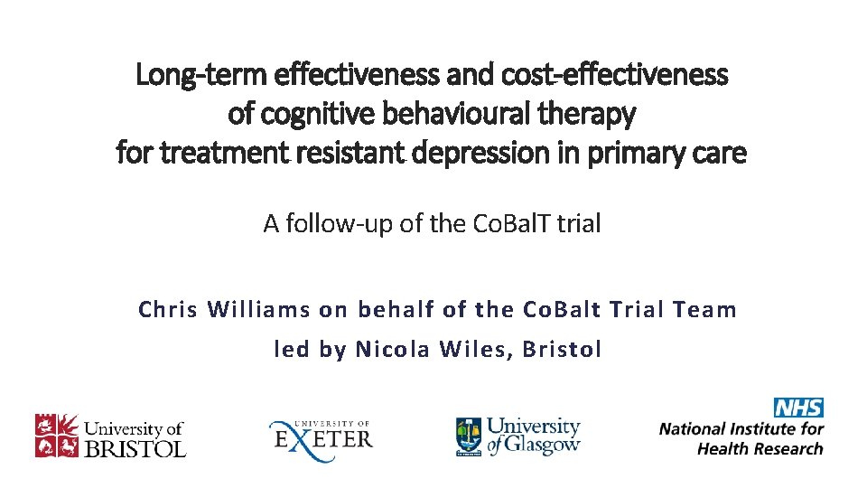 Long-term effectiveness and cost-effectiveness of cognitive behavioural therapy for treatment resistant depression in primary