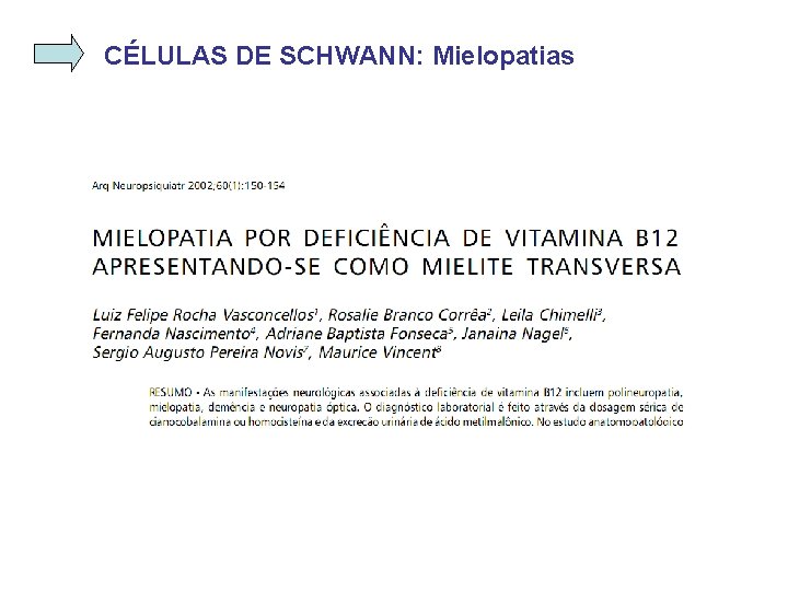 CÉLULAS DE SCHWANN: Mielopatias 