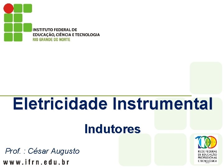 Eletricidade Instrumental Indutores Prof. : César Augusto 