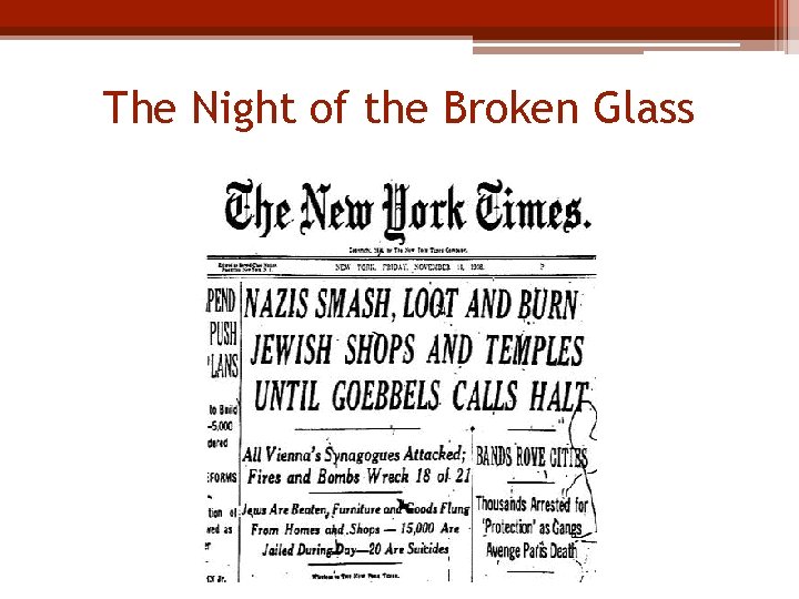 The Night of the Broken Glass 