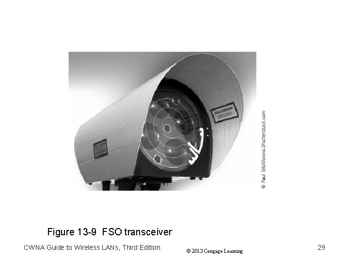 Figure 13 -9 FSO transceiver CWNA Guide to Wireless LANs, Third Edition © 2013