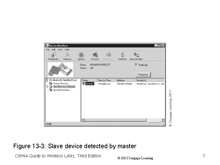 Figure 13 -3: Slave device detected by master CWNA Guide to Wireless LANs, Third