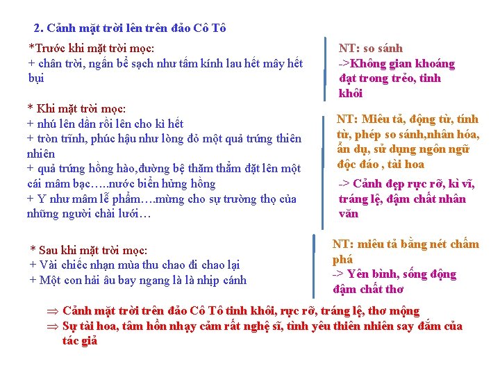 2. Cảnh mặt trời lên trên đảo Cô Tô *Trước khi mặt trời mọc: