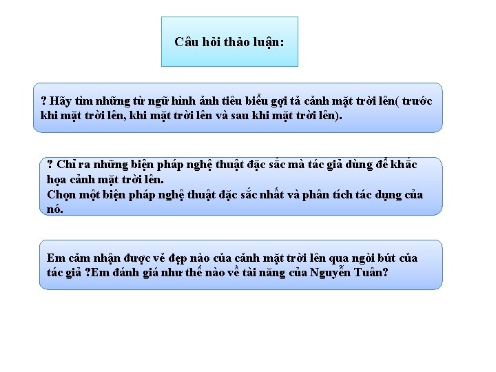 Câu hỏi thảo luận: ? Hãy tìm những từ ngữ hình ảnh tiêu biểu