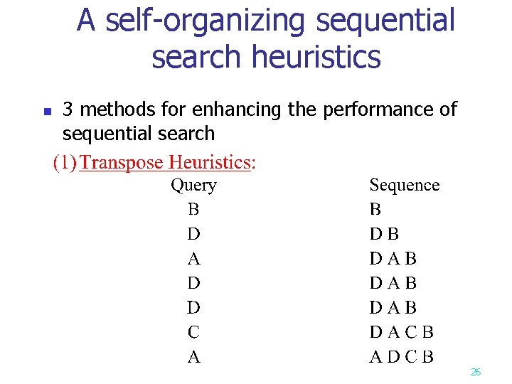 A self-organizing sequential search heuristics n 3 methods for enhancing the performance of sequential