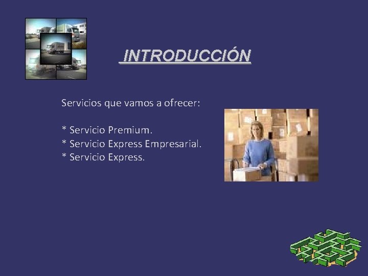 INTRODUCCIÓN Servicios que vamos a ofrecer: * Servicio Premium. * Servicio Express Empresarial. *