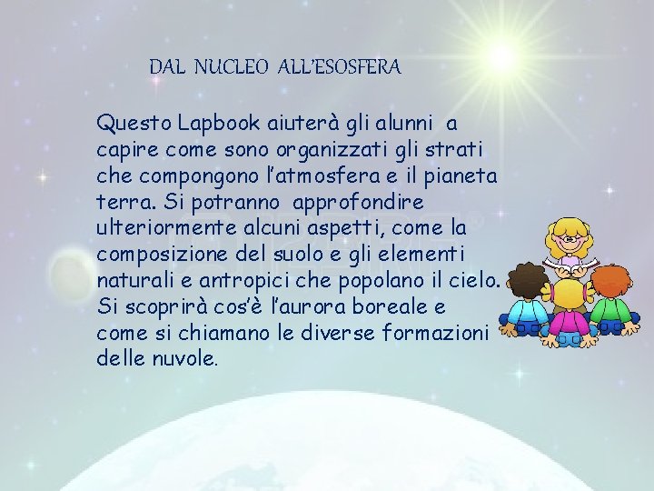 DAL NUCLEO ALL’ESOSFERA Questo Lapbook aiuterà gli alunni a capire come sono organizzati gli
