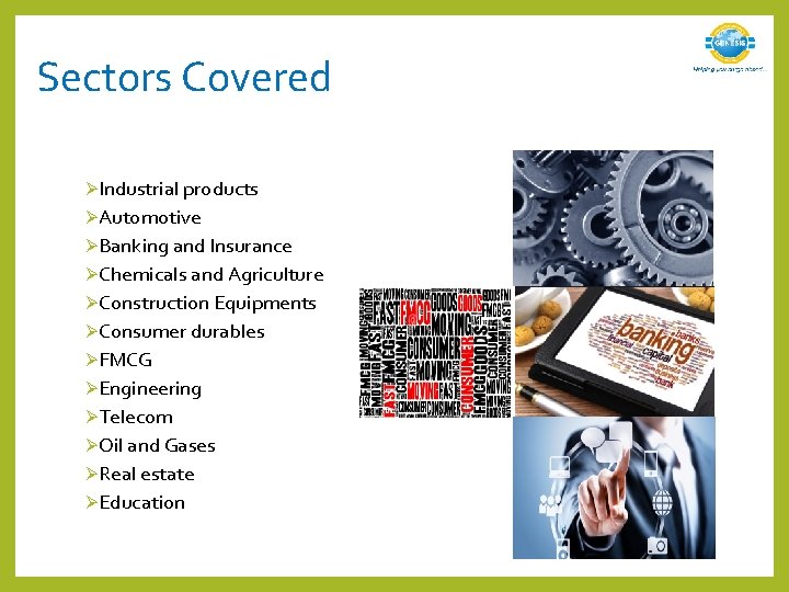 Sectors Covered ØIndustrial products ØAutomotive ØBanking and Insurance ØChemicals and Agriculture ØConstruction Equipments ØConsumer