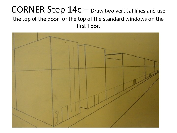 CORNER Step 14 c – Draw two vertical lines and use the top of