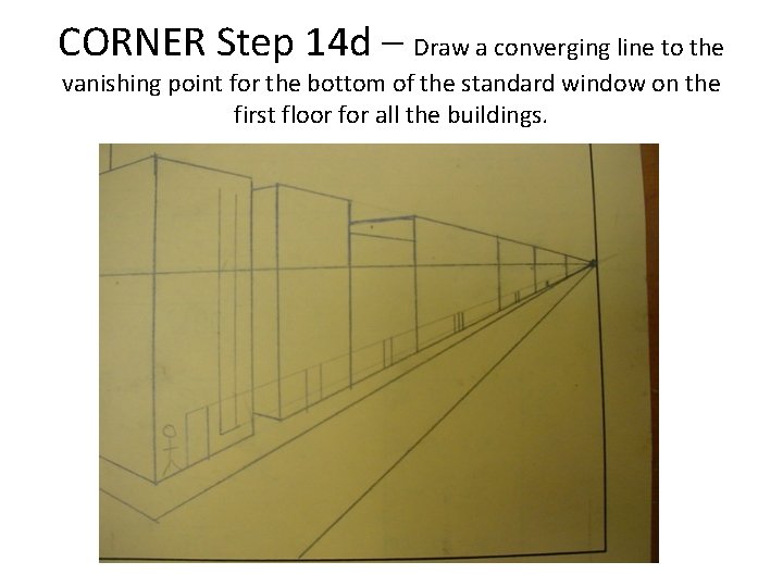 CORNER Step 14 d – Draw a converging line to the vanishing point for