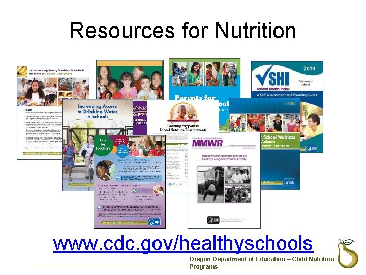 Resources for Nutrition www. cdc. gov/healthyschools Oregon Department of Education – Child Nutrition Programs