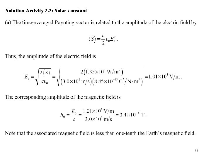 Solution Activity 2. 2: Solar constant 33 