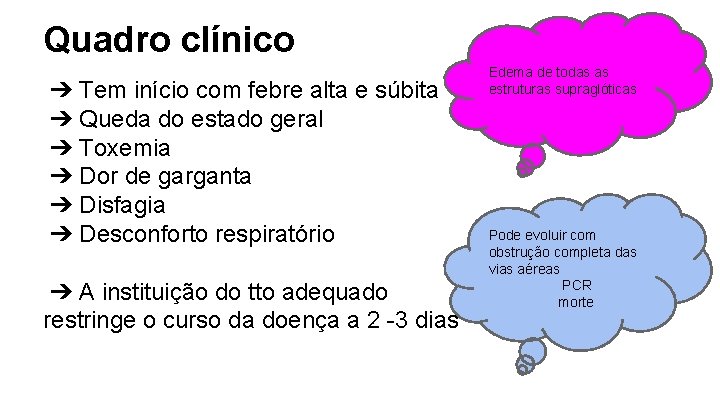 Quadro clínico ➔ Tem início com febre alta e súbita ➔ Queda do estado