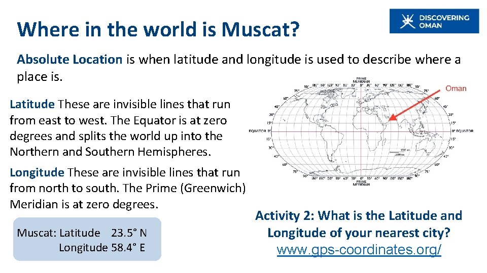 Where in the world is Muscat? Absolute Location is when latitude and longitude is Where in the world is Muscat? Absolute Location is when latitude and longitude is