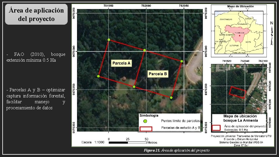 Área de aplicación del proyecto - FAO (2010), bosque extensión mínima 0. 5 Ha